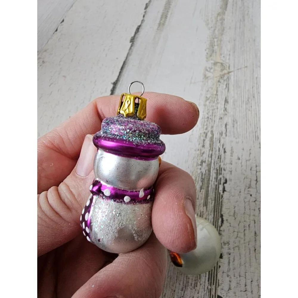 Mini glass ornament snowman set Xmas tree‎